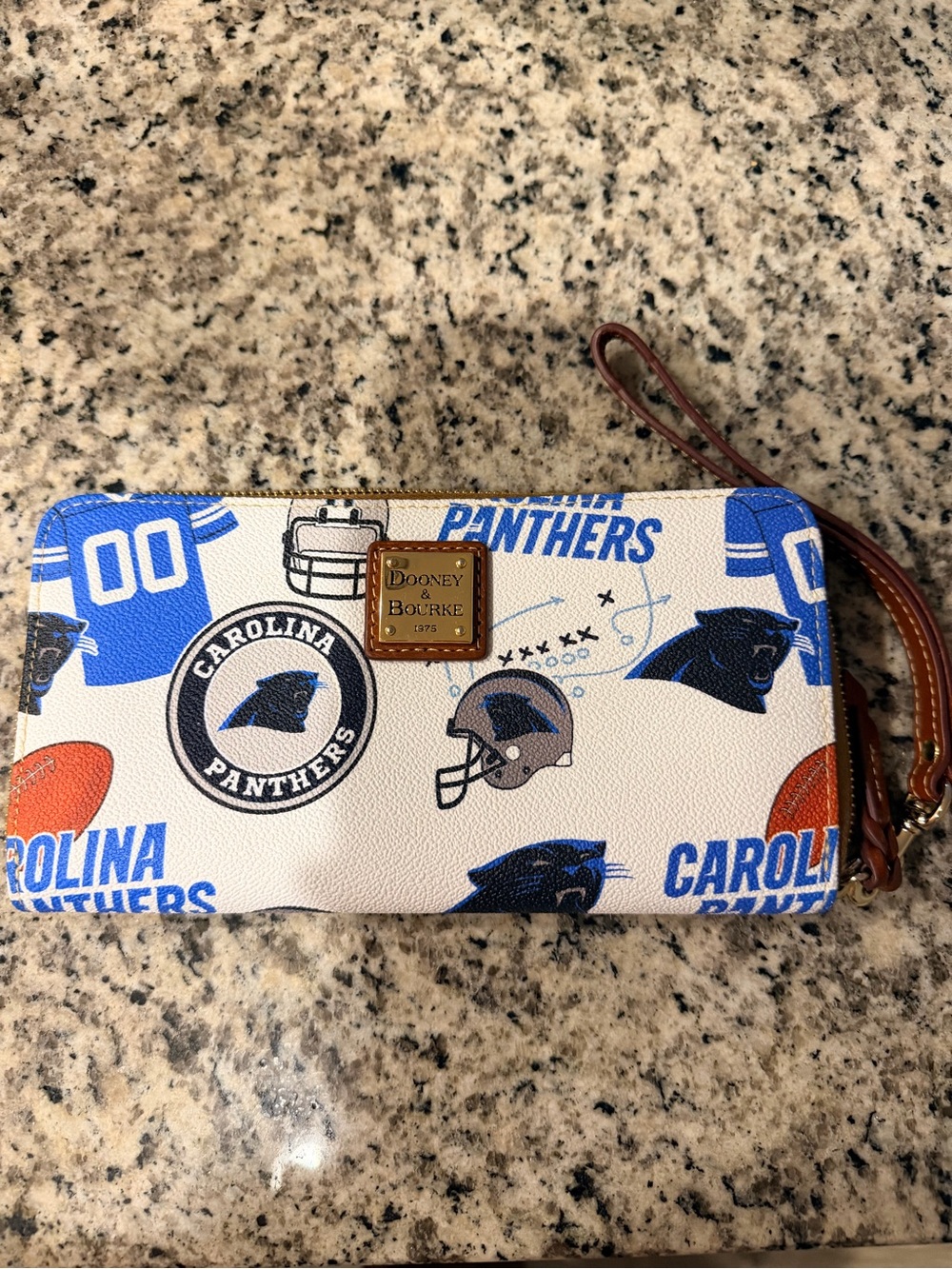 Dooney & Bourke White Carolina Panthers Print Zip Wristlet